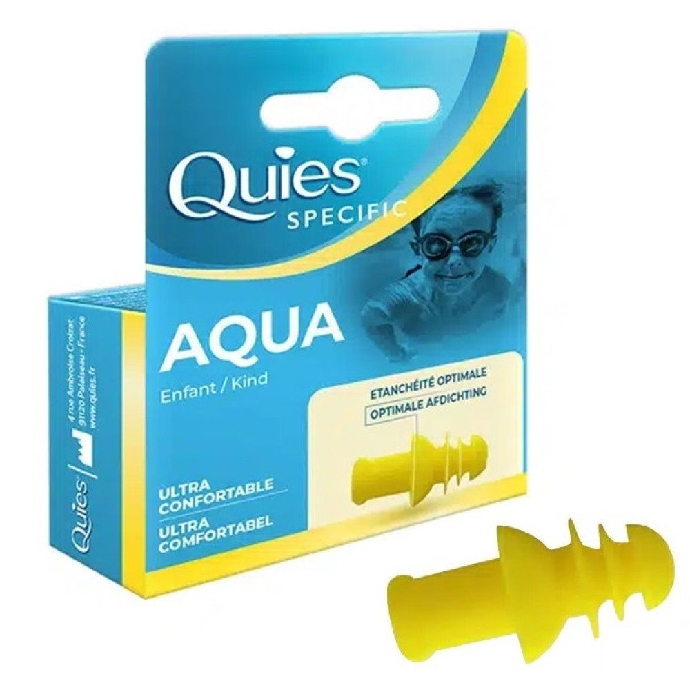QUIES AQUA CHILD ULTRA COMFORTABLE силиконови тапи за уши за плуване ЗА ДЕЦА х 2 бр