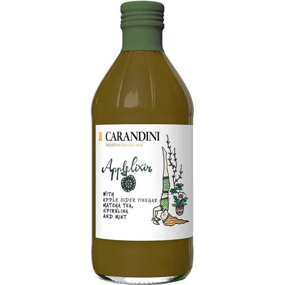 CARANDINI ЯБЪЛКОВ ОЦЕТ + Матча Спирулина и Мента/Applelixir with Apple Cider Vinegar Matcha tea Spirulina and Mint 500 мл