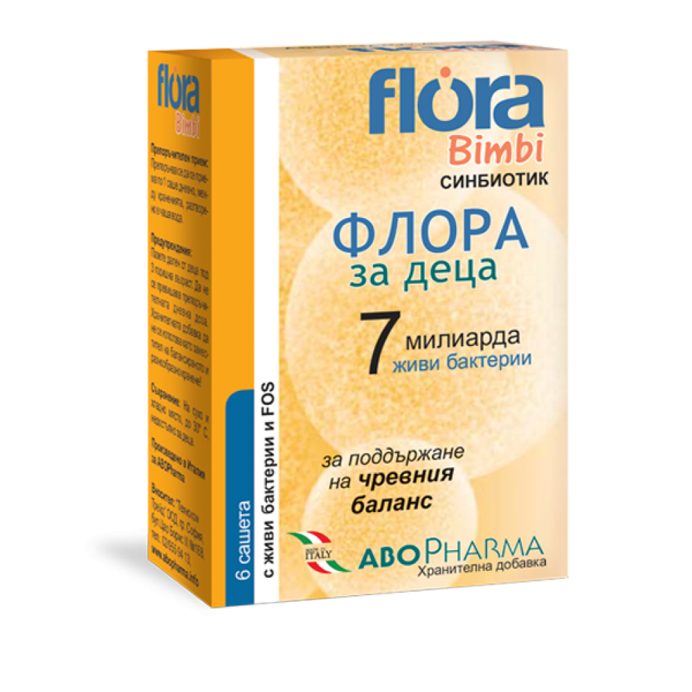 ABO Flora Bimbi 7 Синбиотик за деца за поддържане на чревния баланс х6 сашета - Храносмилане