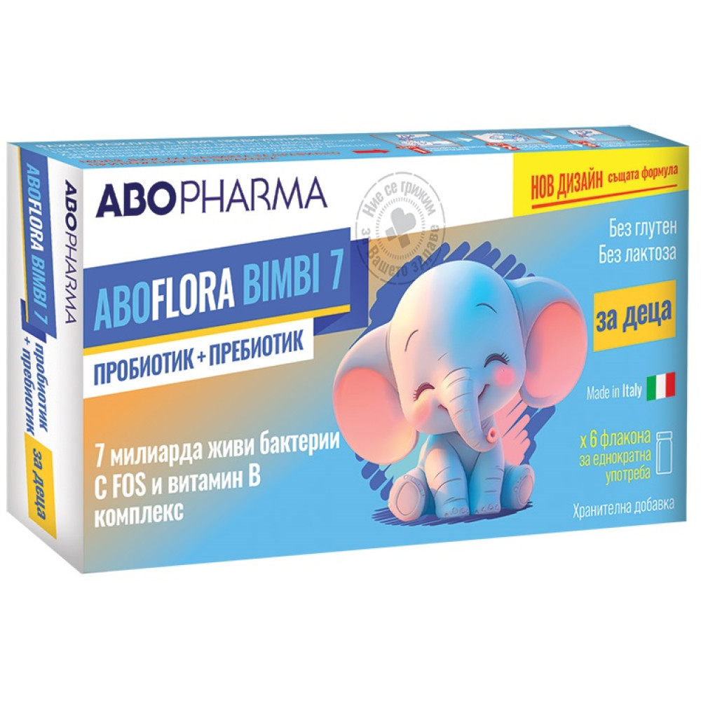 ABO Flora Bimbi 7 Синбиотик за деца за поддържане на чревния баланс х6 флакона - Стомашно чревнен тракт