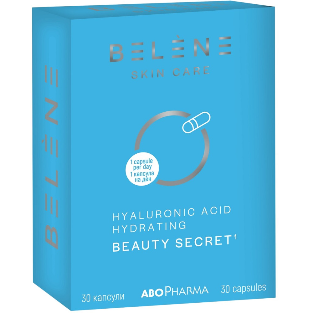 BELENE HYALURONIC ACID HYDRATING BEAUTY SECRET ХИАЛУРОНОВА КИСЕЛИНА капс x 30 АБО ФАРМА