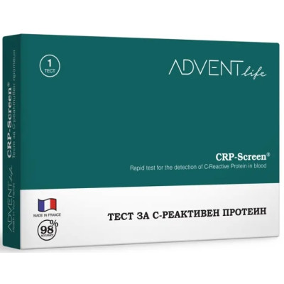 ТЕСТ CRP-SCREEN ЗА ОТКРИВАНЕ НА C-РЕАКТИВЕН ПРОТЕИН (CRP) х 1 бр ADVENT LIFE