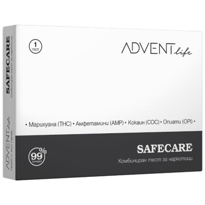 ТЕСТ ЗА НАРКОТИЦИ КОМБИНИРАН 4в1 /МАРИХУАНА, АМФЕТАМИНИ, КОКАИН, ОПИАТИ/ SAFECARE х 1 бр ADVENT LIFE