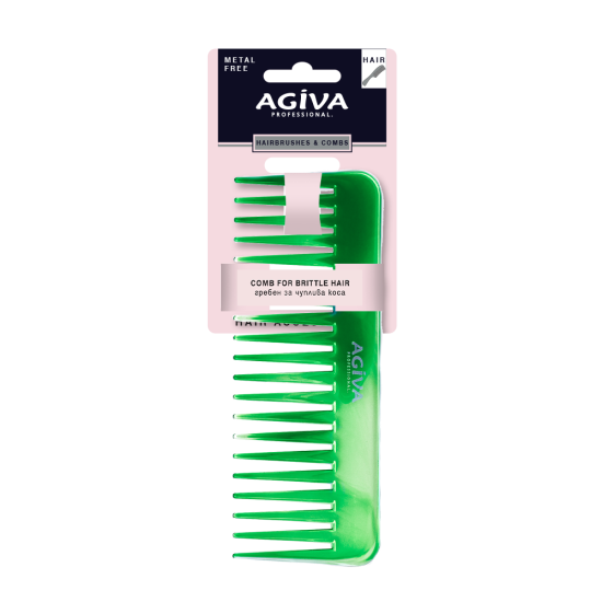 AGIVA PRO гребен за чуплива и всеки тип коса зелен 113ATG