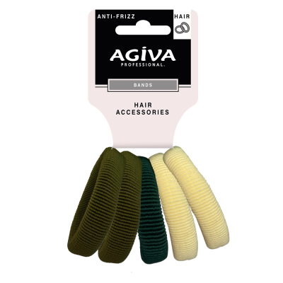 АГИВА PRO ластик за коса жълт/зелен х 5 бр GB-009К