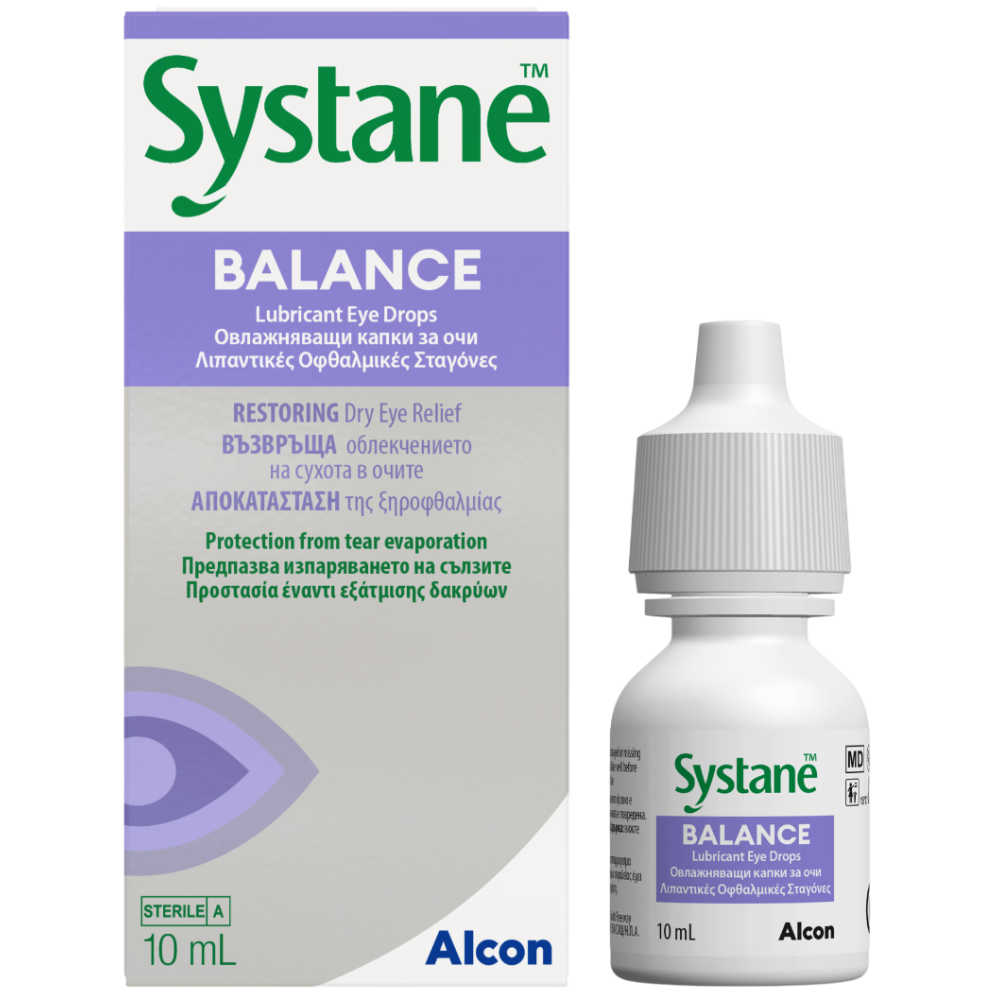 Systane (Систейн) Баланс, Овлажняващи капки за очи, 10мл -