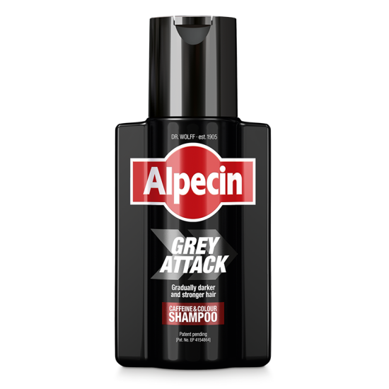 ALPECIN GREY ATTACK CAFFEINE & COLOUR SHAMPOO енергизиращ и оцветяващ шампоан против косопад и посивяла коса за мъже 200 мл