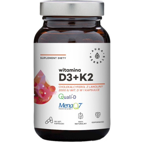 ВИТАМИН D3 2000 IU + K2 100 мг капс х 90 бр AURA HERBALS