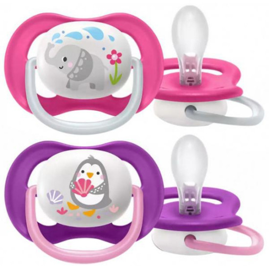 АВЕНТ ULTRA AIR ANIMALS биберон залъгалки 6-18 м х 2 бр СЛОН И ПИНГВИН
