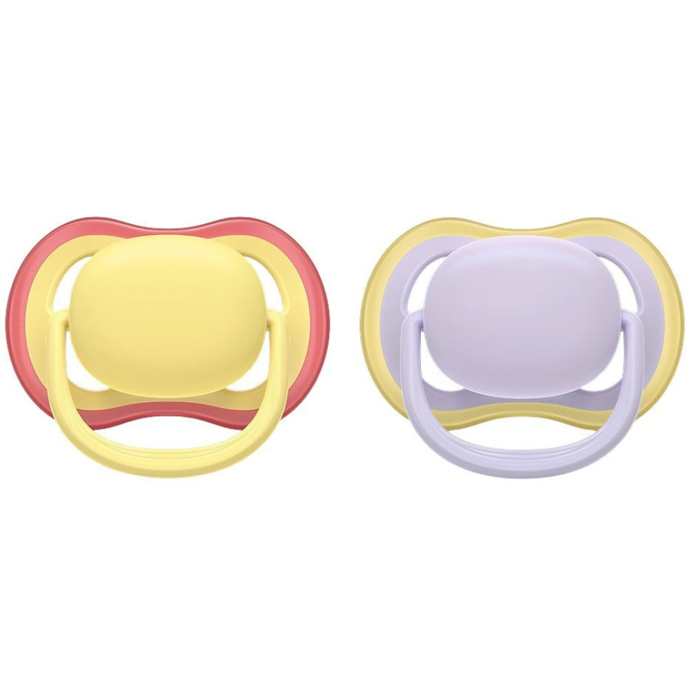 АВЕНТ ULTRA AIR биберон залъгалки 0-6 м х 2 бр ПАСТЕЛНИ, ЖЪЛТА/ЛИЛАВА - Грижа за детето