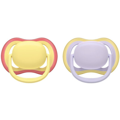 АВЕНТ ULTRA AIR биберон залъгалки 0-6 м х 2 бр ПАСТЕЛНИ, ЖЪЛТА/ЛИЛАВА