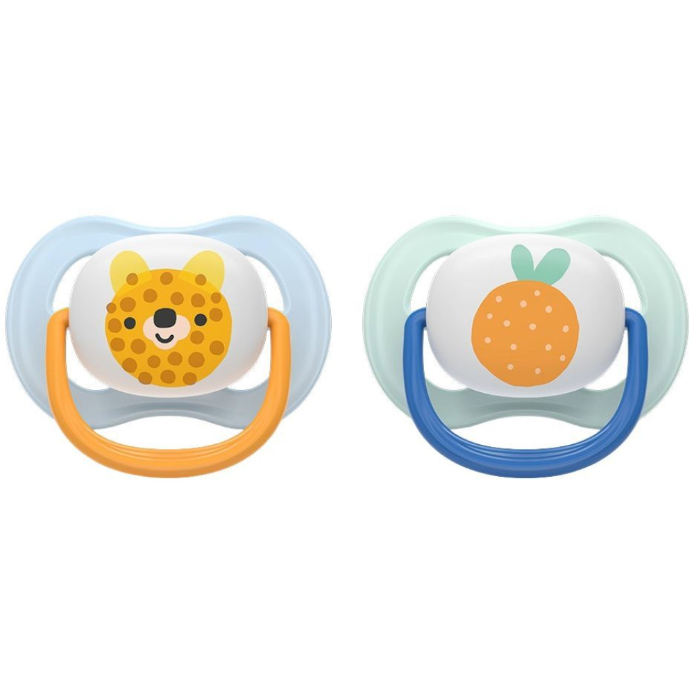 АВЕНТ ULTRA AIR HAPPY биберон залъгалки 0-6 м х 2 бр МЕЧЕ И ПОРТОКАЛ - Грижа за детето