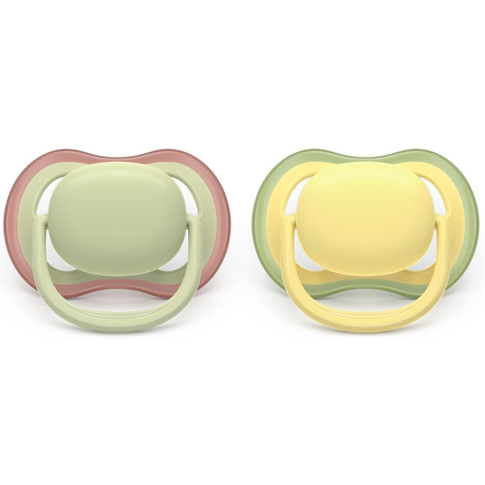 АВЕНТ ULTRA AIR биберон залъгалки 18+ м за МОМЧЕ х 2 бр ПАСТЕЛНО ЗЕЛЕНО И ЖЪЛТО - Грижа за детето