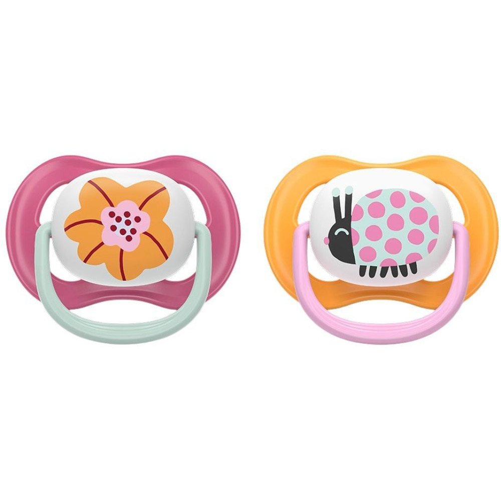 АВЕНТ ULTRA AIR HAPPY биберон залъгалка 6-18 м х 2 бр ЦВЕТЕ И КАЛИНКА - Грижа за детето