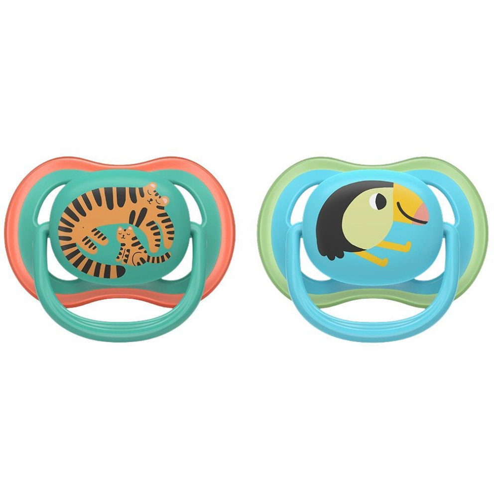 АВЕНТ ULTRA AIR биберон залъгалка 6-18 м х 2 бр ТИГЪР И ПАПАГАЛ - Грижа за детето