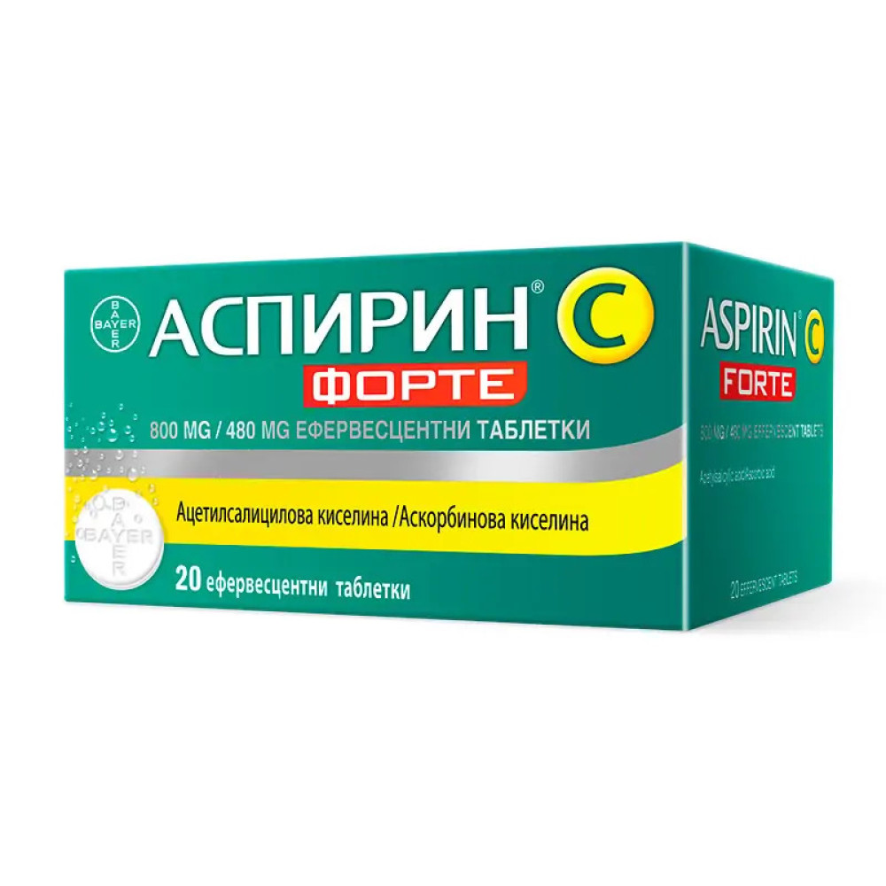 АСПИРИН C FORTE BAYER 800/480 мг ефф табл x 20 бр - Нервна система
