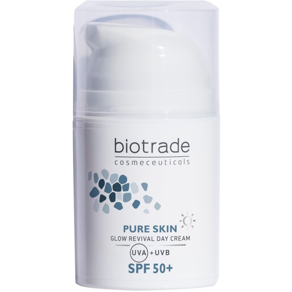 BIOTRADE PURE SKIN SPF50+ озаряващ дневен крем за лице с ниацинамид и хиалуронова киселина за всеки тип кожа 50 мл