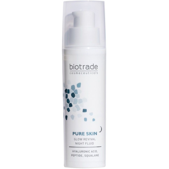 BIOTRADE PURE SKIN озаряващ нощен флуид за лице с хиалуронова киселина пептид и сквалан за всеки тип кожа 50 мл