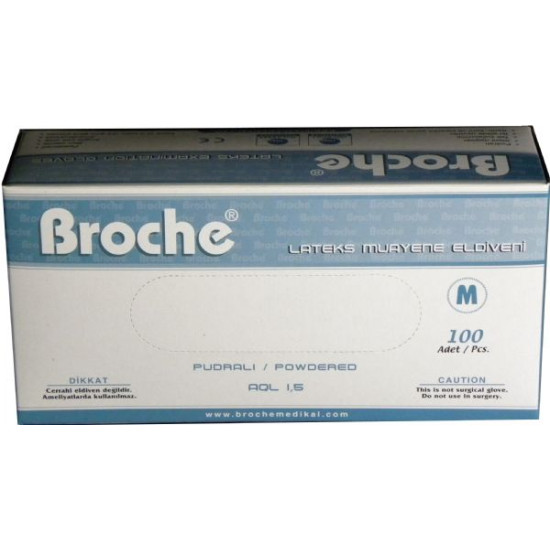 РЪКАВИЦИ ЛАТЕКСОВИ /С ТАЛК/ НЕСТЕРИЛНИ BROCHE M х 100 бр