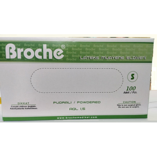 РЪКАВИЦИ ЛАТЕКСОВИ /С ТАЛК/ НЕСТЕРИЛНИ BROCHE S х 100 бр