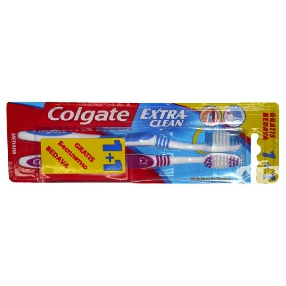 КОЛГЕЙТ четка за зъби EXTRA CLEAN 1+1 - Орална хигиена