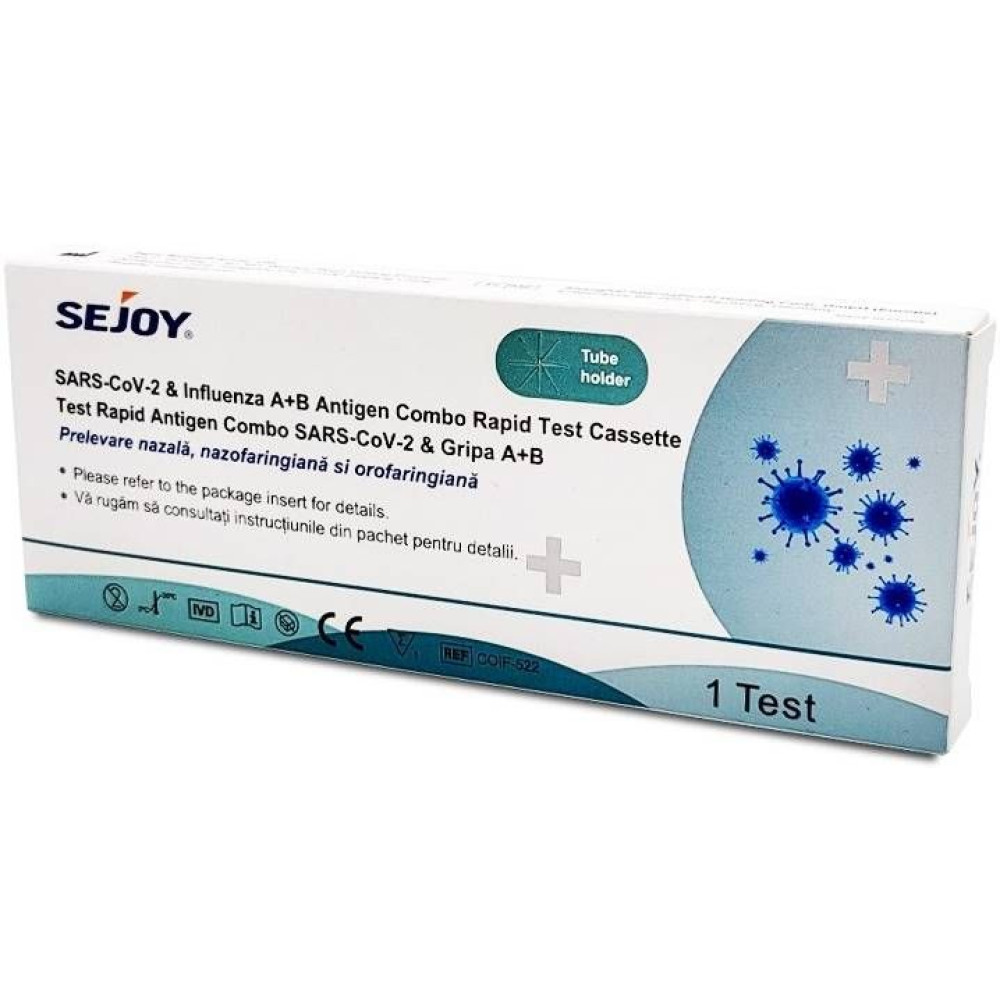ТЕСТ КОМБИНИРАН АНТИГЕНЕН БЪРЗ ТЕСТ SARS-CoV-2 & Influenza A+B за откриване на COVID и грип A/B касета х 1 бр SEJOY