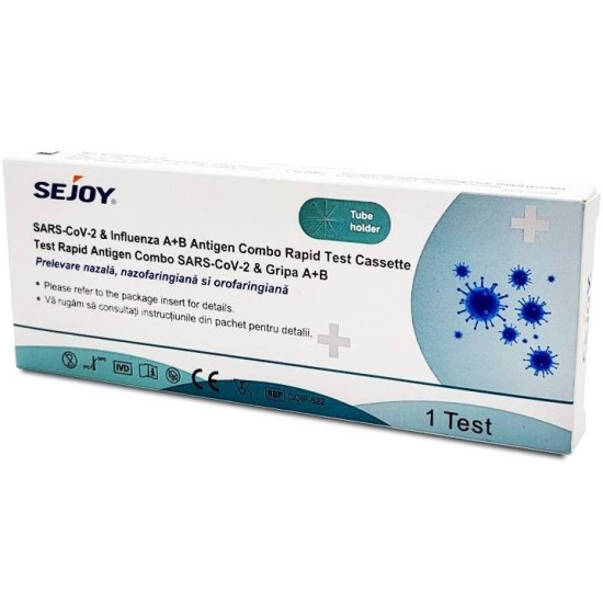 ТЕСТ КОМБИНИРАН АНТИГЕНЕН БЪРЗ ТЕСТ SARS-CoV-2 & Influenza A+B за откриване на COVID и грип A/B касета х 1 бр SEJOY