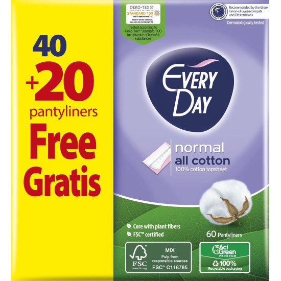 ДАМСКИ ПРЕВРЪЗКИ EVERY DAY NORMAL памучни х 40+20 бр