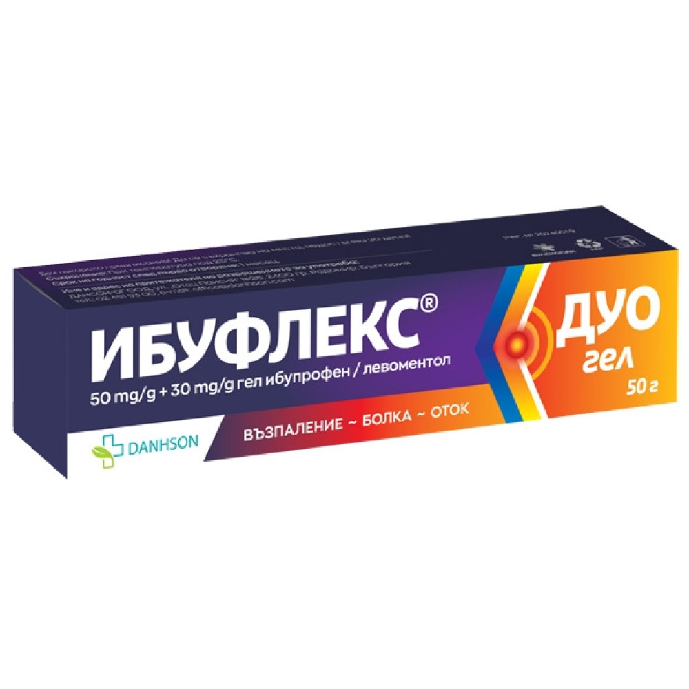 ИБУФЛЕКС ДУО гел (50 мг/г ибупрофен + 30 мг/г левоментол) 50 г - Болка