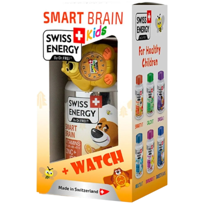 СУИС ЕНЕРДЖИ SMART BRAIN детски витамини за умствено развитие х 60 бр + ПОДАРЪК ЧАСОВНИК