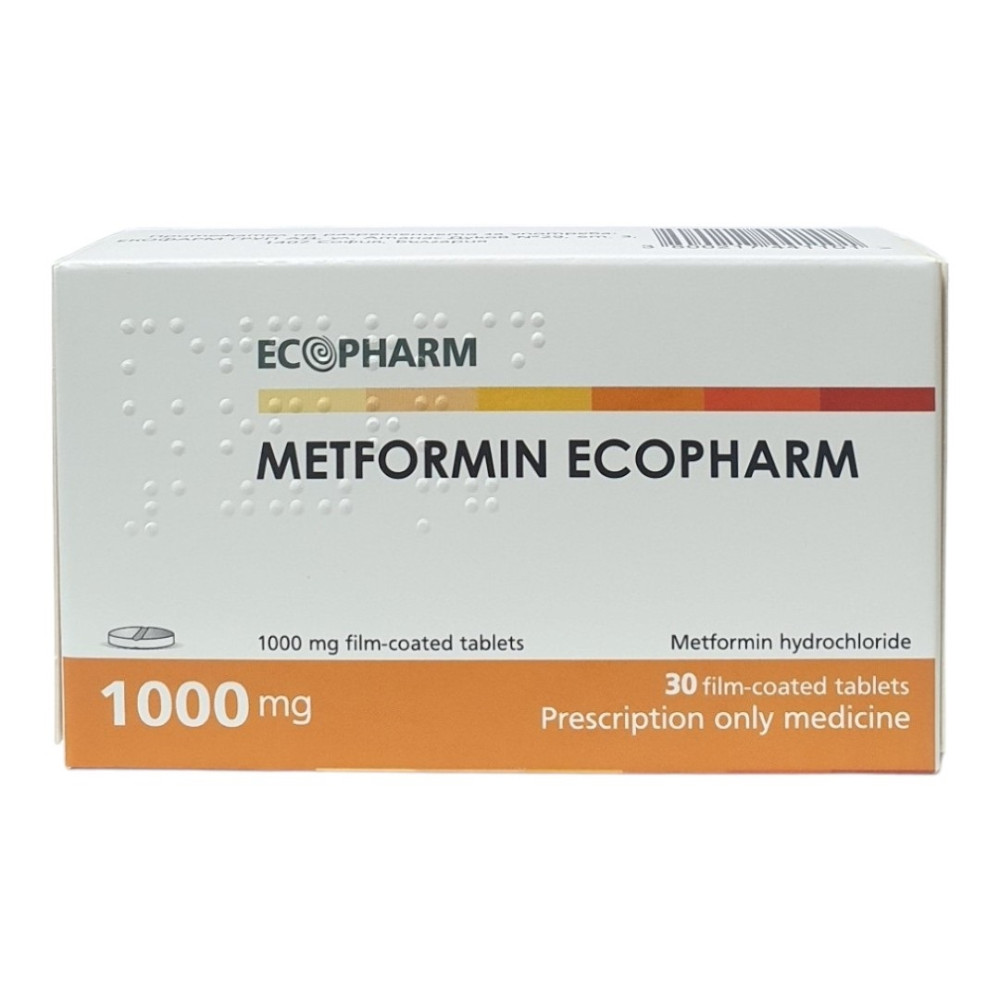 МЕТФОРМИН табл 1000 мг х 30 бр ЕКОФАРМ - Лекарства с рецепта МЕТФОРМИН табл 1000 мг х 30 бр ЕКОФАРМ - Лекарства с рецепта