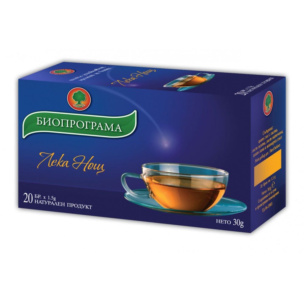 Tea Goodnight Bioprograma filter 20 pcs / Чай Лека Нощ Биопрограма филтър 20 бр - Билки и чай