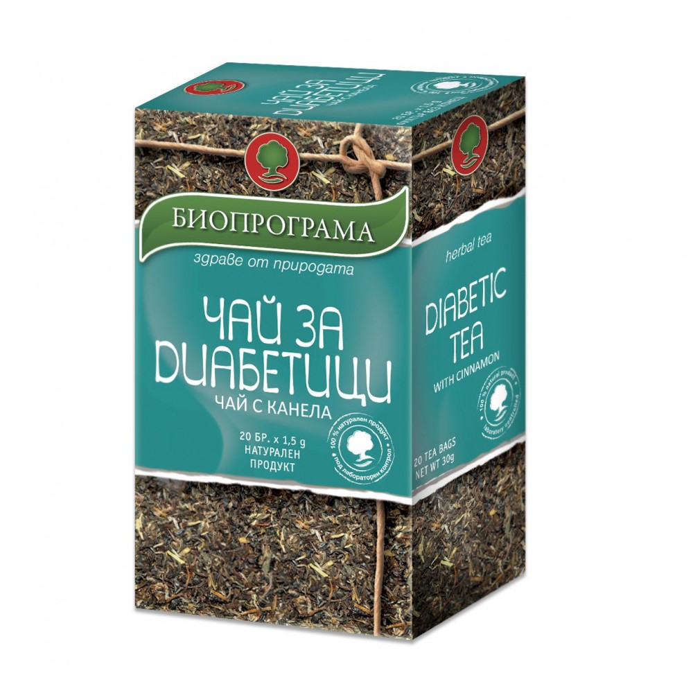 Tea diabetes Cinnamon, Bioprograma filter 20 pcs / Чай при диабет Канела, Биопрограма, филтър 20 бр - Билки и чай