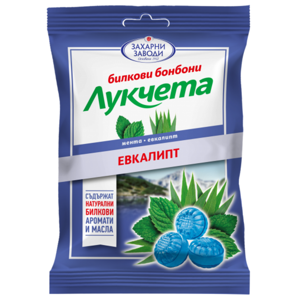 Candy Lukcheta Eucalyptus 90 g / Бонбони Лукчета с Евкалипт 90 гр - Билково бонбони