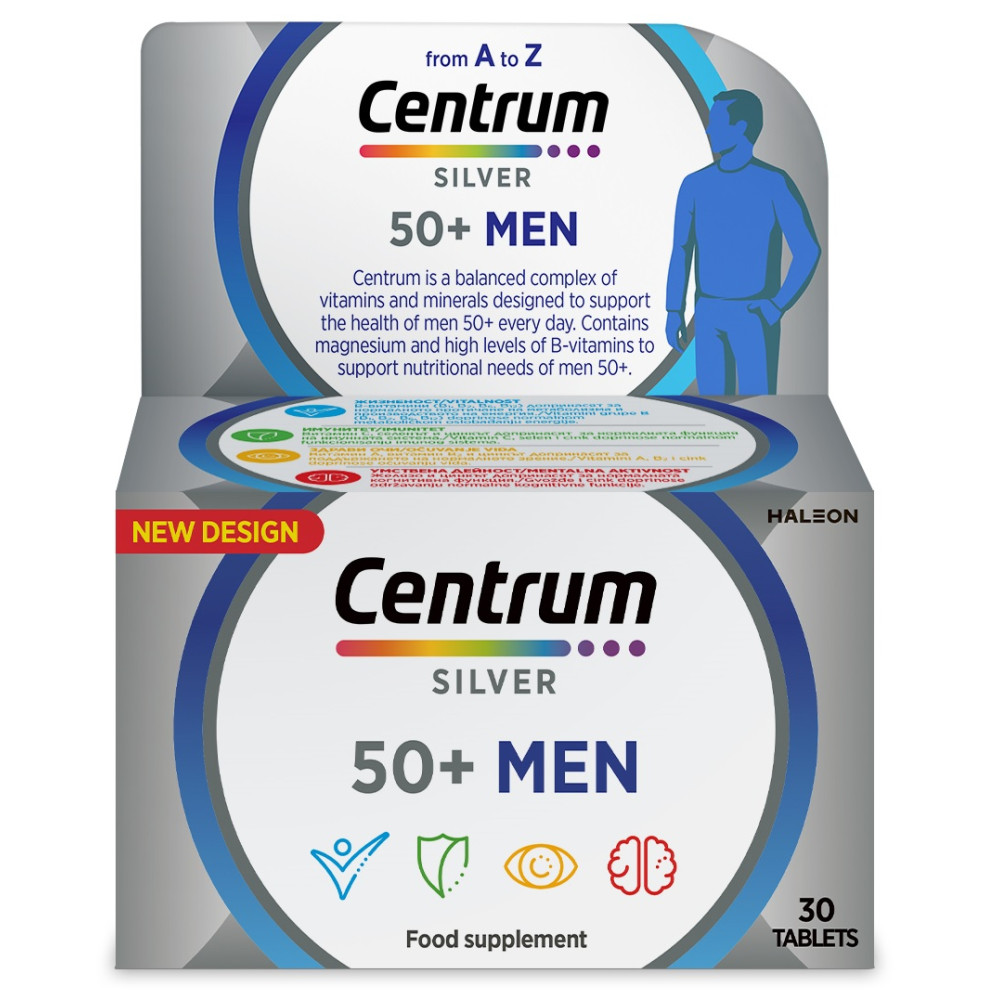 ЦЕНТРУМ SILVER MEN 50+ табл х 30 бр - Витамини, минерали и антиоксиданти ЦЕНТРУМ SILVER MEN 50+ табл х 30 бр - Витамини, минерали и антиоксиданти