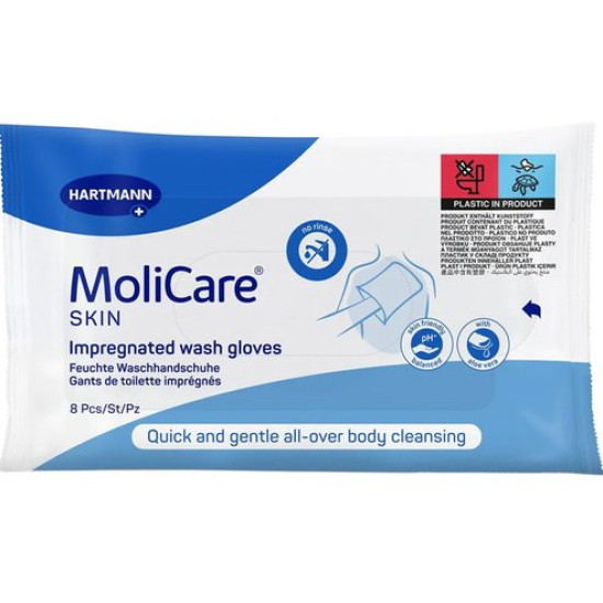 ХАРТМАН MOLICARE SKIN ръкавици импрегнирани /за цялостна баня без използване на вода/ х 8 бр