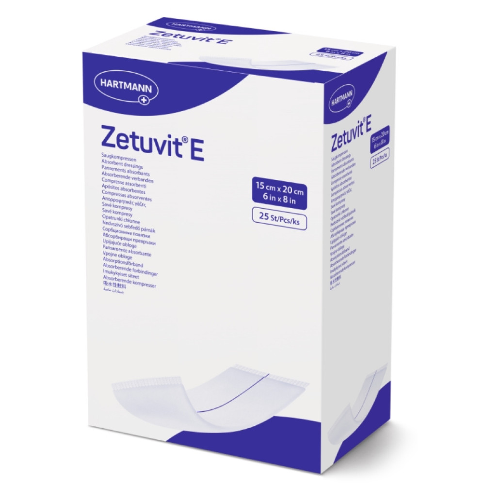 ХАРТМАН ПРЕВРЪЗКА ZETUVIT E стерилна атравматична абсорбираща 15 см/20 см х 25 бр /413792/ - Първа помощ