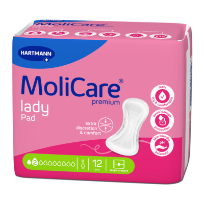 ХАРТМАН MOLICARE PREMIUM LADY PAD анатомични урологични подложки за жени 2 К х 12 бр