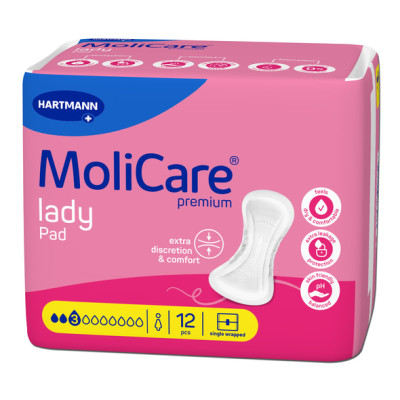 ХАРТМАН MOLICARE REMIUM LADY PAD анатомични урологични подложки за жени 3 К х 12 бр