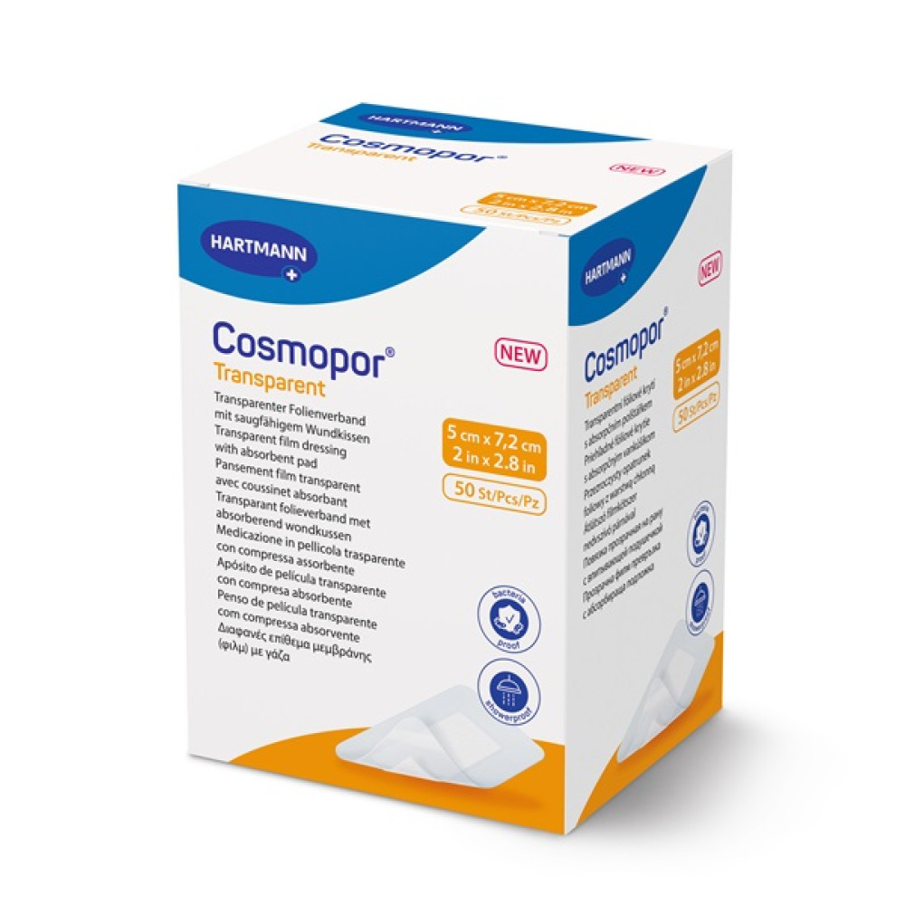 ХАРТМАН ПРЕВРЪЗКА COSMOPOR TRANSPARENT стер. пост-оперативна 5/7,2 см х 50 бр бр - Първа помощ