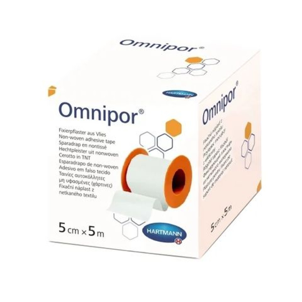 ХАРТМАН OMNIPOR хипоалергичен лейкопласт лента 5 см/5 м х 1 бр - Първа помощ ХАРТМАН OMNIPOR хипоалергичен лейкопласт лента 5 см/5 м х 1 бр - Първа помощ