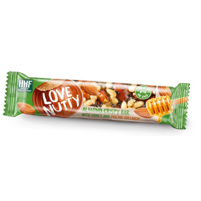 LOVE NUTTY Almond Crispy Bar Био барче с бадем, мед и 800 мг Колаген 40 г х 1 бр