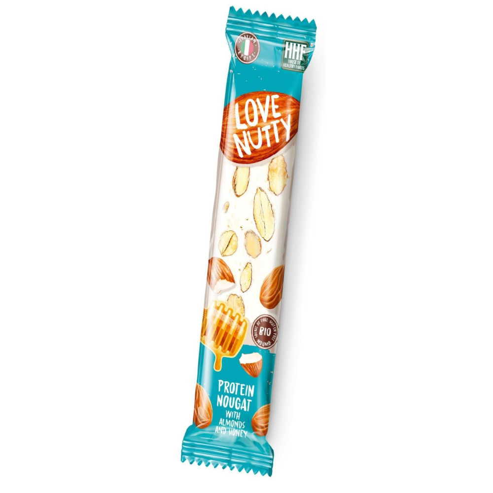 LOVE NUTTY Protein Nougat Био Протеинова нуга с БАДЕМ И МЕД 80 г х 1 бр - Храни