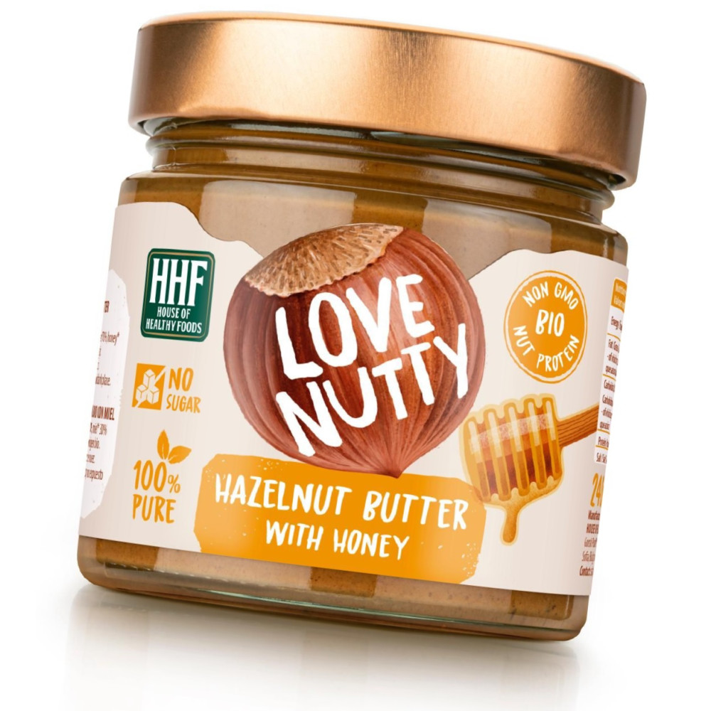 LOVE NUTTY Hazelnut Butter with Honey Био Лешников тахан с Мед 240 г - Храни