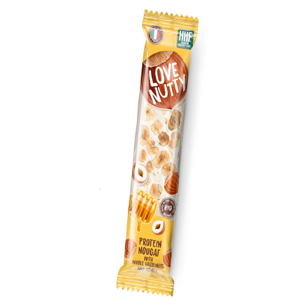 LOVE NUTTY Protein Nougat Био Протеинова нуга с ЛЕШНИК И МЕД 80 г х 1 бр - Храни