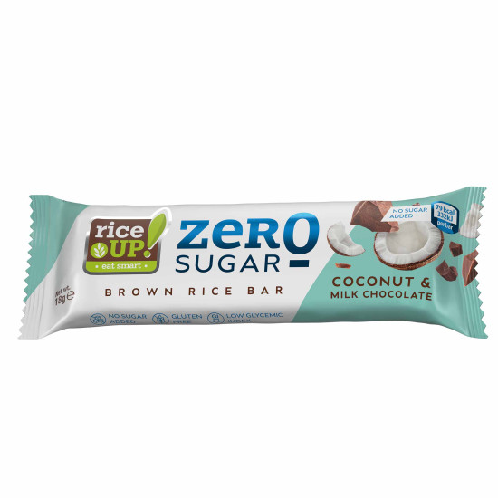 RiceUP! ZERO SUGAR оризов бар Кокос и Млечен щоколад без захар 18 г