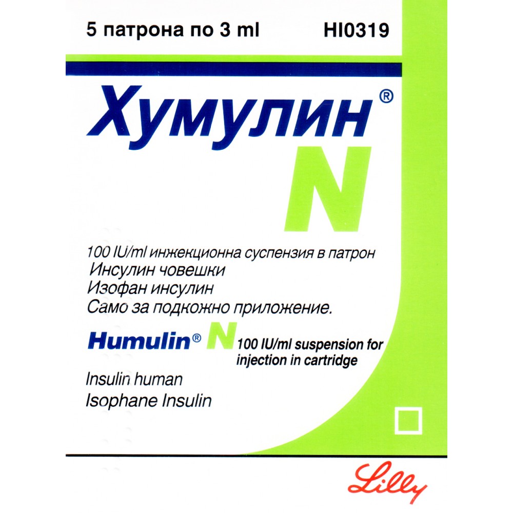 ХУМУЛИН NPH инж сусп 100 IU/мл 3 мл х 5 бр