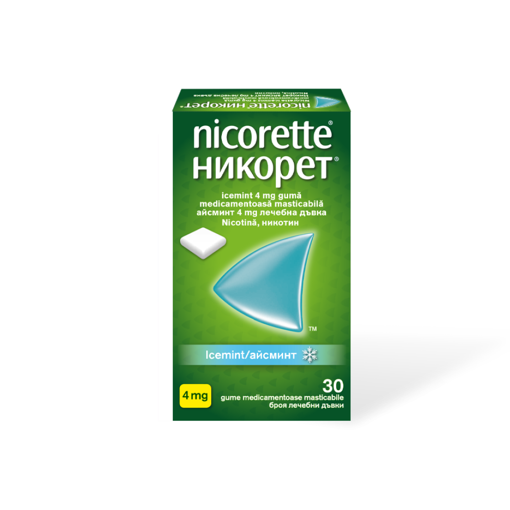 Nicorette Icemint 4 mg 30 medicated chewing gum / Никорет Айсминт 4 mg 30 лечебна дъвки - Дъвки