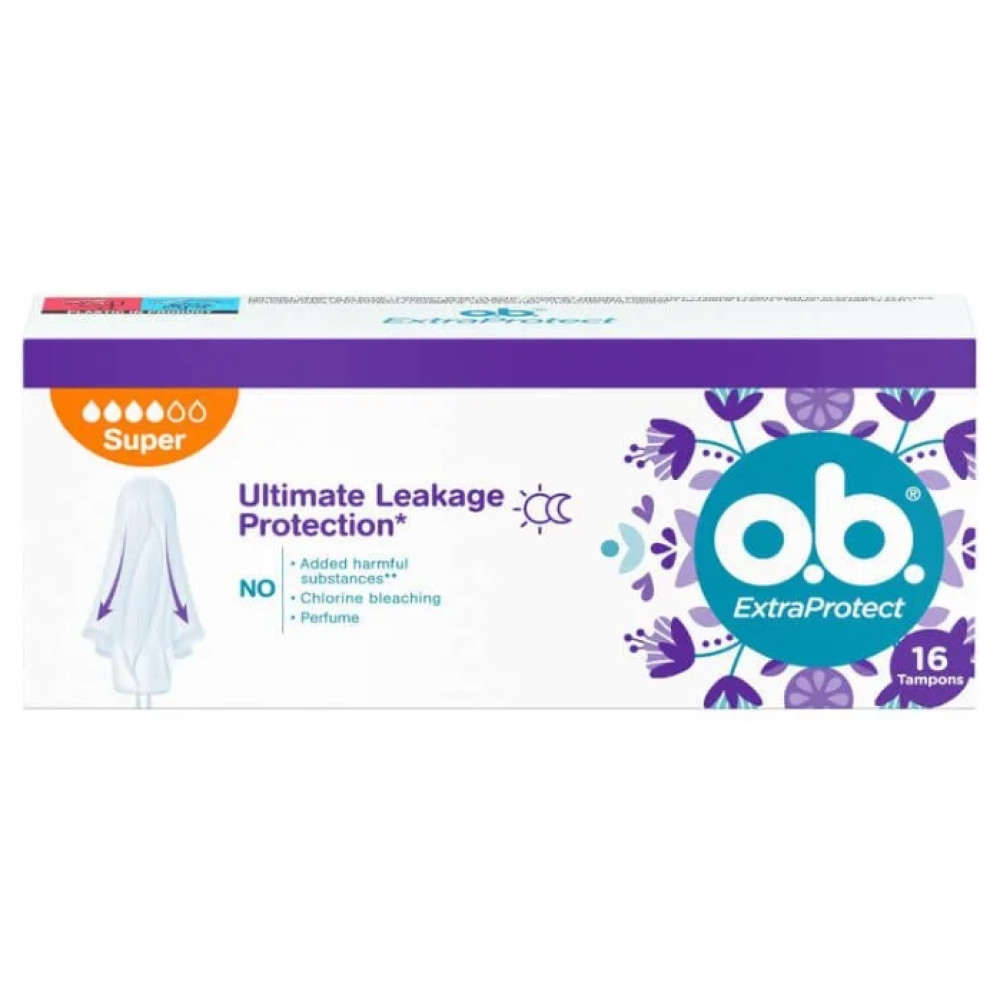 ДАМСКИ ТАМПОНИ O.B. EXTRA PROTECT Super /4 капки/ х 16 бр - Интимна хигиена
