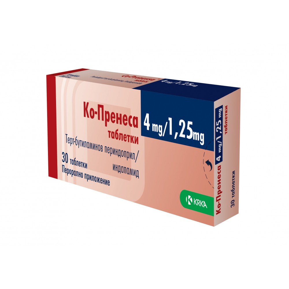 Ко-Пренеса 4 мг/ 1,25 мг х30 таблетки - Лекарства с рецепта